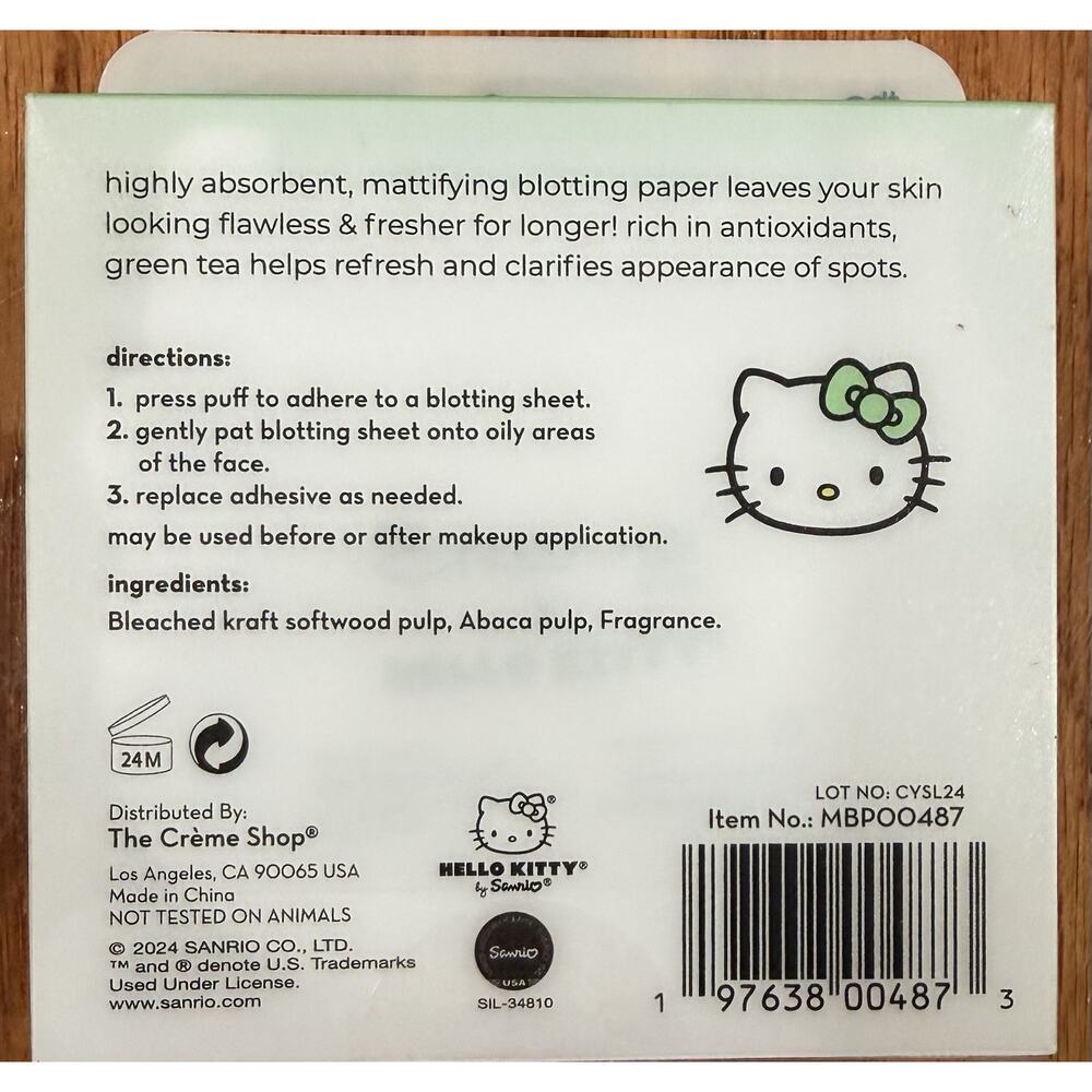 Lot of 5 The Creme Shop x Hello Kitty Matcha Blotting Paper Compact NEW - Picture 3 of 3